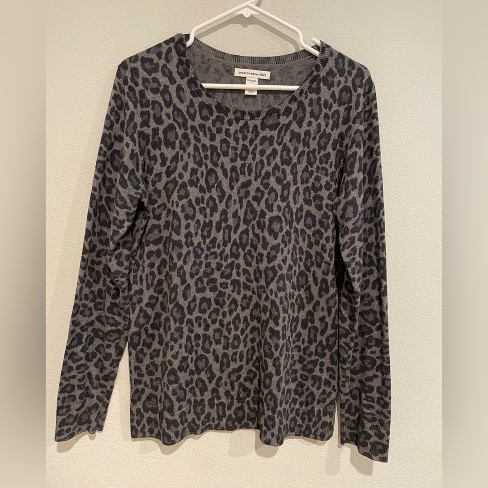 Amazon Essentials Gray Cheetah long sleeve top.  You need this!  Size M